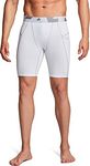 TSLA Men's Running Compression Shorts, Gym Sports Workout Exercise Base Layer Short, Tights Leggings Underwear, Control Shorts White, XL