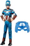 FIERWARZ Hosiery Captain America Full Muscle Dress Set With Mask Avenger Superhero Costume For Kids Halloween Dress Fancydress Birthday Gift | Cosplay Bodysuit for Boys and Girls (5-6 Yr), CAD L