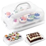 VGOODALL Cake Carrier with Lid, White Cake Holder Cupcake Container for 12 Cupcakes 2 in 1 Portable Dessert Container for Cake Pie Muffin Cobbler