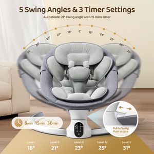 Fdlscpem Electric Baby Swing – Light Grey, Soothing Motion Seat