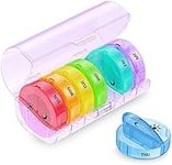 Sukuos Pill Organizer Weekly Pill Case 7 day 2 Times a Day AM PM Daily Pill Box Easy Fill Medicine Box (purple)