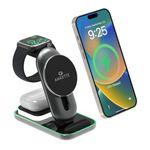 Amkette PowerPro Air 900 23W 3-in-1 MagSafe Wireless Charger for iPhone16, 16Plus, 16Pro, 16ProMax, 15, 14, 13, 12 Series | Airpods 4th, 3rd, 2nd gen/Pro, Pro2 | Apple Watch 10/9/8/7/6/5/4/ SE/Ultra