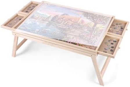 Ruication Jigsaw Puzzle Table 1000 Pieces Wooden Puzzle Board With Leg Smooth Fiberboard Work Surface Puzzle Plateau 4 Sliding Drawers Storage System For Adults Kids Children Boy Girl Gift