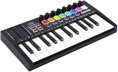 25-Key MIDI Keyboard Controller – USB MIDI Keyboard for Computer Recording, Portable MIDI Controller with Velocity-Sensitive Keys, Assignable Knobs & Pads for Beginners and Home Studio