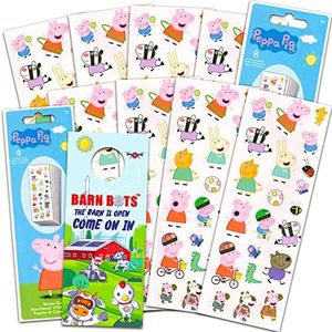 PeppaPig Peppa Pig Party Favors Sticker Set -- Bundle Includes 16 Sheets of Peppa Pig Stickers, Over 300 Stickers Total, with Barn Bots Door Hanger (Peppa Pig Party Supplies)