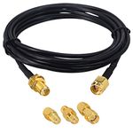 BOOBRIE RF SMA Cable Kit SMA Male SMA Female RG174 9.84ft/3M Cable + 3pcs SMA to SMA RF Adapter for WiFi 3G 4G LTE Antenna, GPS SDR ADS-B Equipment Antenna, Radio Antenna