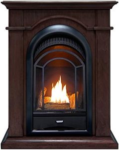 ProCom Dual Fuel Ventless Gas Fireplace System with Mantle, Thermostat Control, 4 Fire Logs, Use with Natural Gas or Liquid Propane, 10000 BTU, Heats up to 500 Sq. Ft., Chocolate