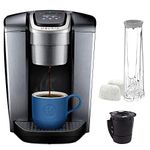 C K-Elite Maker, Single Serve K-Cup Pod Brewer, with Iced Coffee Capability, Extra Included, 75oz, Brushed Silver Plus Filter Bundle