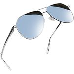 Joopin High Protection Sunglasses Polarised, UV Protection Metal Frame Mirror Aviation Sunglasses Mens Women Sun Shades for Driving (Silver Mirrored Lens)