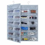 FAB ELLITE Sunglasses Organizer Storage Hanging Dust Proof Sunglasses Storage Case Wall Mounted, Travel Dual Sided Glasses Case Multiple Pairs, Eyeglasses Holder with 24 Clear Slots