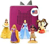 Toniebox Audio Player Starter Set with Cinderella, Belle, Moana, Tangled, and Playtime Puppy - Listen, Learn, and Play with One Huggable Little Box - Purple