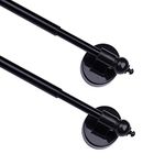 Magnetic Curtain Rods for Metal Doors，Multi-Use Adjustable Appliance for Windows Iron Steel Places，16-28 Inch，Black，2 Pack