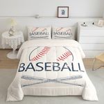 Baseball Comforter Set Full Size Baseball Gaming Comforter for Kids Teens Adults Sports Game Bedding Set Gift for Baseball Lover Duvet Set Room Decor 3Pcs with 2 Pillow Case