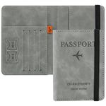 Cooja Passport Holder Cover Travel Wallet Organiser, Passport Case with RFID Blocking, PU Leather Travel Document Holder for Men&Women Travel Accessories (Grey)