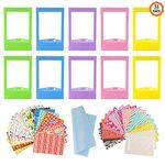 10 PCS Colorful Mini Photo Frames With 40 Sheets Colorful Photo Instant Films Sticker And 1Pcs Cleaning Cloth Compatible With Fujifilm Instax Mini 11 9 8 70 7s 90 26 Instant Camera Film 5 Colors