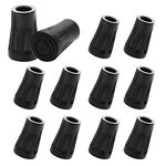 12 Pcs Walking Stick Rubber Tips, Trekking Pole Tips Replacement Protectors, 11mm Hole Diameter Rubber Tips for Walking Sticks Hiking Trekking Poles (Black)