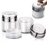 2 Pack Airless Pump Jar 15ML+30ML, BENIFILE Thicken Empty Moisturizer Container, Portable Travel Containers for Toiletries, Airless Pump Bottles for Face Makeup Lotion Moisturizer Creams