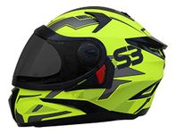 Steelbird SBH-17 Terminator Full Face Graphic Helmet in Glossy Fluo Finish with Smoke Visor (L, Fluo Neon), Thermoplastic