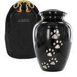 Always Faithful Large Black Pet Urns for Dogs Ashes and Cats Too - Find Peace and Comfort with This Quality Dog Or Cat Pet Urn - 8 Inches Tall Holds Remains Up to 122 Lbs - with Velvet Bag