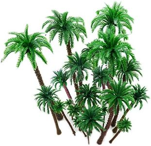 Hatisan 20Pcs Coconut Palm Model Trees/Scenery Model Plastic Artificial Layout Rainforest Diorama, Building Model Trees Cake Topper, Model Train Railways Architecture Landscape (Dark Trunk)