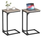 VASAGLE C-Shaped End Table Set of 2, Small Side Table for Couch, Sofa Table with Metal Frame for Living Room, Bedroom, Bedside, Greige and Black ULET354B02