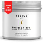 FOLIUS LABS Clean Label Berberine HCl 97% - Clinically Studied Ultra High Strength Pure Berberine Supplement 500mg - Support Blood Sugar, Lower Cholesterol, PCOS supplements - 60 Capsules