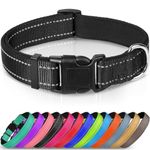 Joytale Dog Collar, Reflective Padded Neoprene Pet Collar, Adjustable Nylon Collars for Large Dogs, L, Black