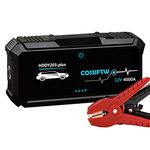 COSSIFTW Car Jump Starter 4000 Amp 12-Volt Ultrasafe Lithium BoxLarge Capacity, Battery Booster Pack,Portable Power Charger,and Jumper Cables for up to 14L Gas or 12.8L Diesel (4000A)