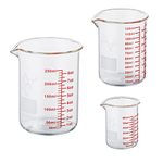 Glass Measuring Low Form Beaker Set 60ml(2OZ) 120ml(4OZ) 250ml(8OZ) Glass Graduated Beaker Set-[Double scale in milliliters and ounces]