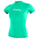 O'Neill Women's Basic 50+ Skins Short Sleeve Rash Guard, Seaglass, Medium