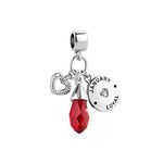 SBI Jewelry Love Heart Birthstone Charm Compatible with Pandora Charm Bracelet January Loyal Red CZ Birthday BFF Family Anniversary Mothers Day