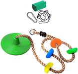 Cateam Disc Swing Climbing Rope for Kids and Adults – Tree Disk Swing seat for Outdoor Backyard Playground or Ninja Slackline with Hanging Strap kit, Green