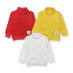 YUV Baby Boys & Girls Winter Wear Relaxed fit Turtle Neck Cotton Fleece Tshirt - Pack of 3-18 to 24 Months