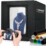 DUCLUS Professional Light Box Photography 40 x 40cm / 16" Photo-studio with Upgraded 18W Dimmable 160 LEDs, USB-C Input, 8 Backdrops for Product Shooting