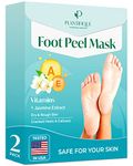 PLANTIFIQUE Foot Peel Mask Dermatologically Tested - 2 Pairs Exfoliating Socks for Dry Cracked Feet Repairs Heels & Removes Dry Dead Skin - Masque Pied (Jasmine)