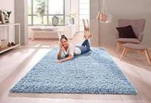 SHAGGY RUG 30MM / 3cm Modern Rugs Living Room Extra Large Small Medium Rectangular Size Soft Touch Thick Pile Living Room Area Rugs Non Shedding (Duck Egg Blue, 80cm x 150cm (3ft x 5ft))