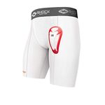 Shock Doctor Boy's Double Compression Short with BioFlex Cup, Medium, White