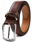 Contacts Men's Genuine Leather Pin Buckle Belt | Leather Belt for Men Classic Designs for Work & Business Casual (Brown)