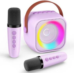 Regalo Niña 3 4 5 6 7 8 9 10 11 Años, Karaoke 2 Microfonos Inalambricos con Luces LED, Microfono Karaoke Infantil Juguetes Niña para Cantar - Regalo Comunion Niña