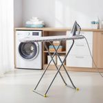 FLIPZON Premium Wooden 13" Unique Ironing Board with Heatproof Iron Holder | Foldable & Height Adjustable, Sturdy Frame | Compact & Space Saving Design (115 x 37 cm) (White Multicolor)