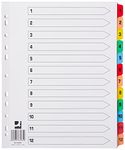 Q-Connect 1-12 Index Extra Wide Reinforced Multi-Colour Tabs