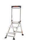 Little Giant 1216-013 Jumbo Step Ladders, 3 Tread, Top Tread Height 660mm, Aluminium, Folding Steps with Built-in Tool Tray & High Handrail, EN14183