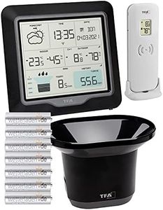 TFA Dostmann 35.1160 Rain Pro Wireless Weather Station with Rain Gauge Weather Forecast (Black with Batteries)