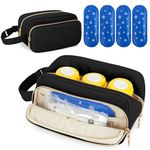 Damero Breast Milk Cooler Bag with 4 Ice Packs，Breast Milk Bottle Cooler Tote Bag with Detachable Buckle Handle, Baby Bottle Travel Cooler Bag for Nursing Mom，Black