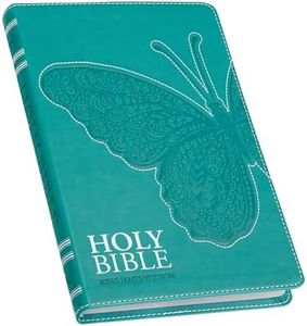 KJV Holy Bible, Gift Edition for Girls/Teens King James Version, Faux Leather Flexible Cover, Teal Butterfly