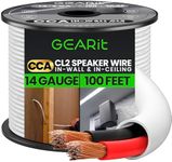 GearIT 14/2 Speaker Wire (100 Feet) 14 Gauge (Copper Clad Aluminum) - Fire Safety in Wall Rated Audio Speaker Wire Cable / CL2 Rated / 2 Conductors - CCA, 100ft