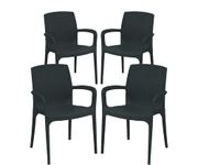 SkyGlamour Supreme Texas Heavy Plastic Chair for Indoor/Outdoor Use (Color: Jet Black; Qnt: 4 Pc.)