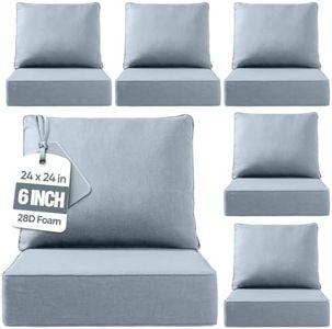 Outdoor Cushion Set for Furniture patio furniture,UV Resistant,Waterproof outdoor cushion set - 6 Inch thick foam garden cushions– 24x24 Inch Patio Seat Covers for Chair/Sofa/Couch | Baby blue 8-pack