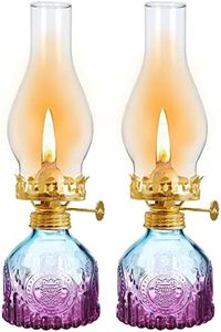 2 Pcs Oil Lamps for Indoor Use Vintage Hurricane Lamp Emergency Glass Oil Lamp Large Purple Kerosene Lantern Classic Decorative Indoor Oil Lamp for Home Tabletop Emergency Lighting