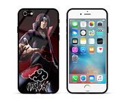 BienesMart B Mart Itachi Uchiha in Akatsuki Suit Naruto Themed Comic Art Anime iPhone Back Cover|Camera & Edge Protection|Side Gripped|Tempered Glass Case|Wireless Charging (6/6s)